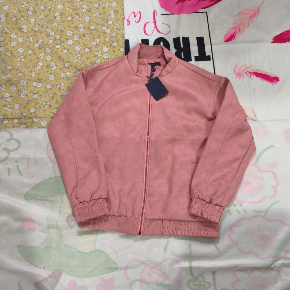 Louis Vuitton Dusty Pink Suede-Look Zip Jacket